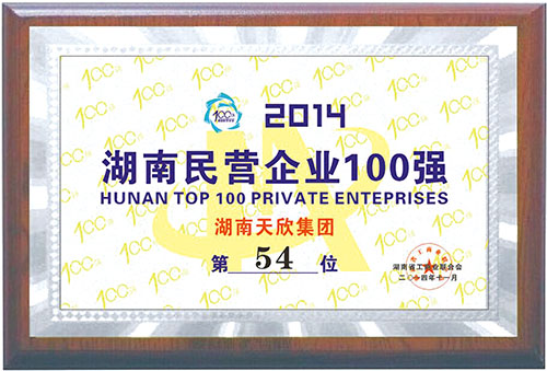 2014年湖南民營企業100強 第54位